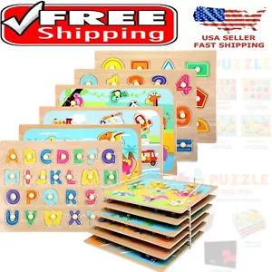 Safe and Engaging Toddler Puzzles with Storage Rack - Shapes, Numbers, Animals - Picture 1 of 9