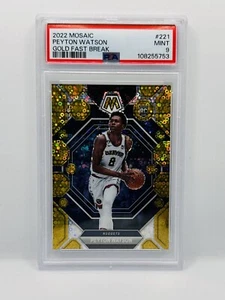 2022 Panini Mosaic Fast Break Gold Peyton Watson PSA 9 #/10 Prizm RC Rookie #221 - Bild 1 von 2
