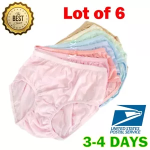 6x Vintage GRANNY High Waist Nylon Bikini Underwear Panties Briefs Plus Size 3XL - Picture 1 of 9