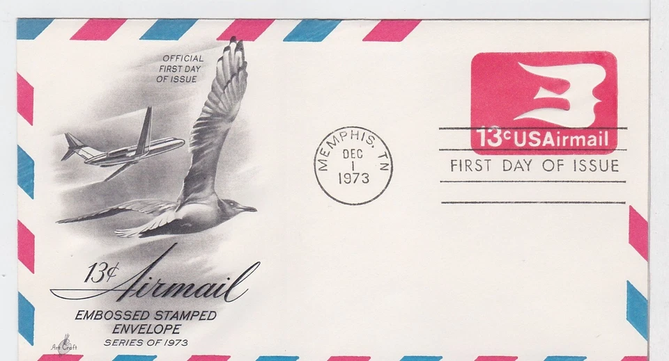 TurtlesTradingPost- 13 Cent Airmail 1973 FDC #UC47 Envelope Artcraft Cachet - Image 1 of 1