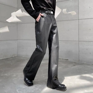 Pantaloni uomo ecopelle svasati lunghi casual svasati a campana pantaloni taglio stivale - Foto 1 di 8