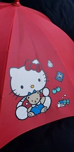 Nuevo paraguas rojo vintage Sanrio Hello Kitty niños 1976 1991 ¡MIRA! - Imagen 1 de 10