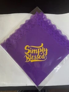 Traditional Lap Scarf lace trimmed 22 x22 in Purple with Yellow (Simply Blessed - Picture 1 of 3