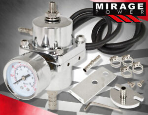 Jdm Universal Silver Fuel Pressure Regulator With Gauge 0-140 Psi Adjustable
