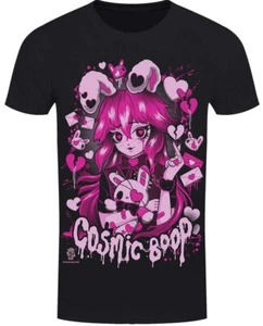 Love Letters Black T-Shirt, Cute Bunny Girl, Rabbits, Love Hearts, Cosmic Boop - Picture 1 of 4
