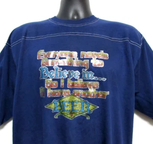 T-shirt Cal Cru vintage uomo XL blu 50/50 birra umorismo punto singolo made in USA - Foto 1 di 13