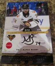 2021-22 VICTORIAVILLE TIGRES ALPHA BERRY SIGNED SINGLE PLAYER CARD 5/12