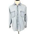 Levi's L 100% Cotton Button Long Sleeve Lightweight Denim Shirt Work Worn Holes