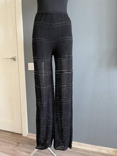 Pantaloni neri all'uncinetto Kenzo taglia L US 8 UK 12