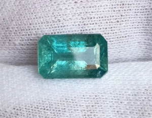 3,70 kt grünlich blauer Smaragd Achteckschliff Erdmine loser Edelstein zertifiziert - Bild 1 von 8