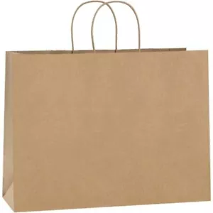 100Pcs 16x6x12 Inches Kraft Paper Bags with Handles Gift Bags Shopping Bags - Picture 1 of 5