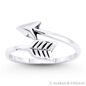 Anillo de derivación apilable de plata esterlina 0,925 con dije de tiro con arco oxidado - Imagen 1 de 1