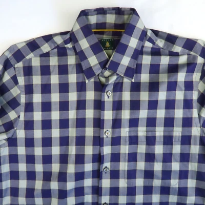 Robert Talbott Purple White Plaid Hidden Button Down M Med Preppy Dress Classic - Image 1 of 4
