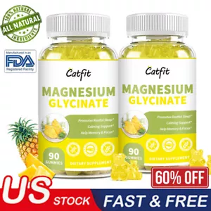 2 Bottles Potassium Magnesium Glycinate Gummies Improve Sleep Tiredness Stress - Picture 1 of 8