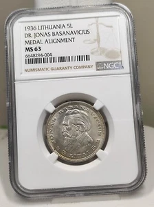 5 Lithuania 1936 Lithuania NGC MS 63 - Picture 1 of 2
