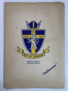 Bit of Sweden Sunset Boulevard Hollywood California CA Vintage Menu 1943 Estate - Picture 1 of 3