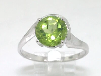 Peridot Ring 585 Weißgold 14Kt Gold natürlicher rund facettierter Peridot - Bild 1 von 4