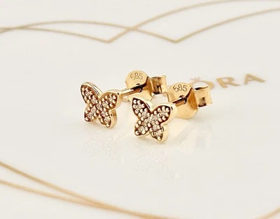LIMITED EDITION Pandora 14K Solid Gold Petite Butterfly Stud Earrings 250320CZ - Image 1 of 4
