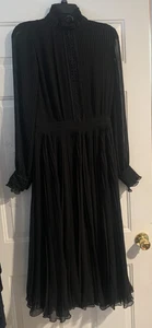 Vestido T Polo Ralph Lauren Anabelle Midi en Negro Georgette Plisado 4 $498 - Imagen 1 de 12