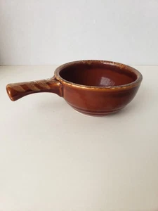 Vintage Bowl Ceramic Drip Glaze Brown Handle Soup 70s Hippie Boho Mid Century - Picture 1 of 12