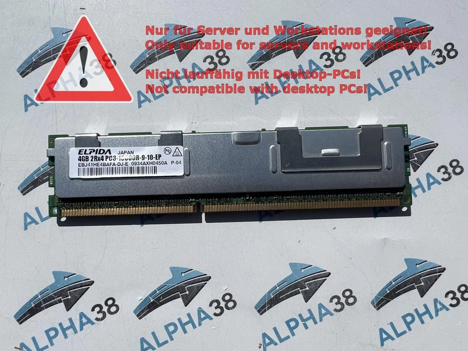 Elpida 4 GB DDR3 PC3-10600R (DDR3-1333) EBJ41HE4BAFA-DJ-E CL9 2Rx4 RAM Server - Immagine 1 di 1