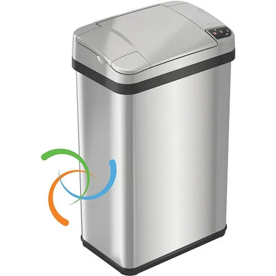 iTouchless 4 Gal Stainless Steel Sensor Bathroom Trash Can Silver 3-6 Gallons - Image 1 of 4