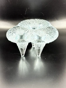 VTG MCM Blenko Clear Glass Icicles 3 Taper Candle Holder by Don Shepherd - Picture 1 of 6