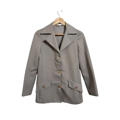 Jaqueta Blazer Feminina Vintage Palco Central Herringbone Malha Tamanho 12 - Imagem 1 de 4