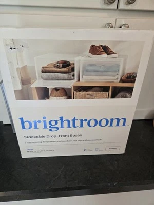 Brightroom Stackable Drop-Front Boxes 2ct Large 14 3/8"L x 13 7/8"W x 7 7/8"H - Image 1 of 4