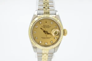 Rolex Lady-Datejust 26mm 69173 Champagne Diamond Dial 1991 with Box And Papers - Picture 1 of 6