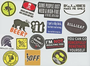 14 lustige Aufkleber für Erwachsene wasserdicht laminiert Vinyl Peel N Stick Rückseiten B6-B3 - Bild 1 von 1