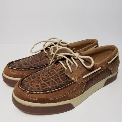 Durango Music City Men's Western Elephant Embossed Leather Boat Shoes Loafers - Image 1 of 4