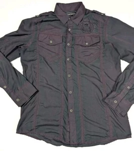 Camisa Affliction Negra Premium Negra Borgoña Semi-Cizalla Vive Rápido 73 Para Hombres Med - Imagen 1 de 11