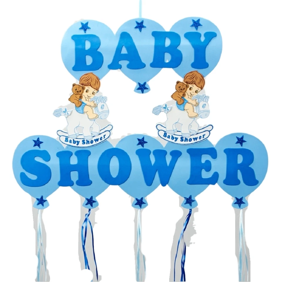 Baby Boy Shower Hanging Foam Blue Decoration baby horses 22" tall 30" wide - Image 1 of 1