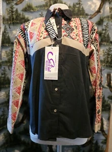 Sas’sa NEW OLD STOCK Vintage Button Down Western Langarm Hemd Größe M Neu mit Etikett - Bild 1 von 8