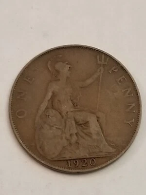 ANTIQUE 1920 Great Britain Half Penny Bronze Coin King George V *AB04* - Image 1 of 2