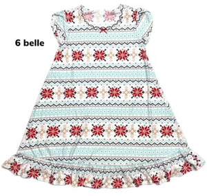 Size 6 Kids LuLaRoe Belle Nightshirt Ruffle Dress Snowflakes Fits 6 - Picture 1 of 1