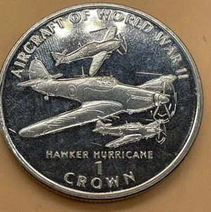 1995 Proof Isle Of Man End Of WWII HAWKER HURRICANE Crown Coin Case WW2 Capsule - Bild 1 von 11