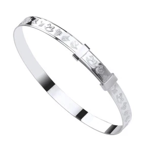 Premium Quality 925 Silver Baby Bangle. Expandable Christening Baby Bracelet - Picture 1 of 5