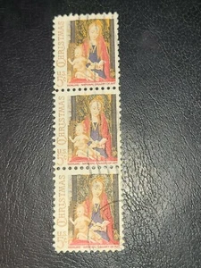 US STAMPS Scott# 1321 CHRISTMAS 5c Madonna and Child Used Strip of 3 -#2283 - Picture 1 of 3