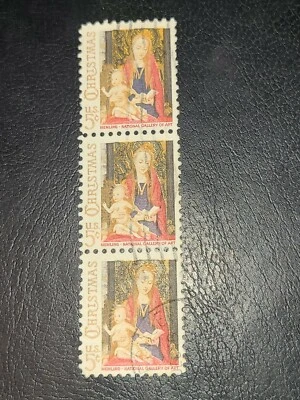 US STAMPS Scott# 1321 CHRISTMAS 5c Madonna and Child Used Strip of 3 -#2283 - Image 1 of 3