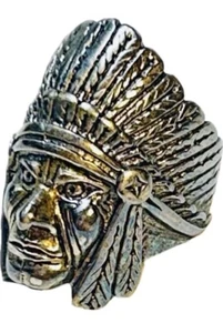 Vintage G&S 1985 Indian Chief Mens Biker Ring - Picture 1 of 9