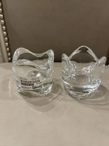 IKEA 2 Crystal Clear Glass Votive Tealight Candle Holders Stackable About 2” - Picture 1 of 6