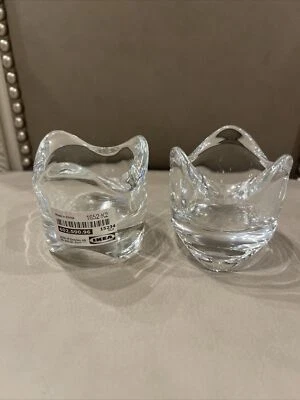 IKEA 2 Crystal Clear Glass Votive Tealight Candle Holders Stackable  About 2” - Image 1 of 4