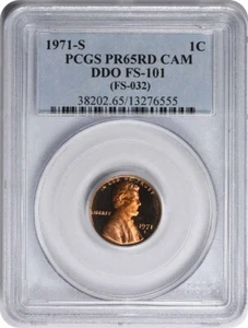 1971-S Lincoln Cent DDO FS-101 PRF65RED CAM PCGS - Picture 1 of 2