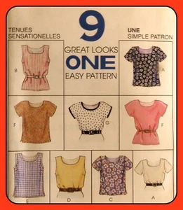 Misses Pullover TOPS Pattern EASY 9 Styles McCall's 8050 Vtg 1996 Sz 8-10-12 - Picture 1 of 3