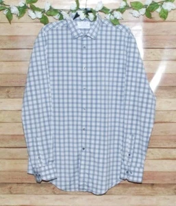 J.M. Haggar Men's Gray Plaid Button Front Dress Shirt Size 16-16.5 36/37 Career - Picture 1 of 6