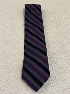 Breuer Navy Blue,Purple, & Grey Alternating Stripe Tie 100% Silk Made In Italy - Picture 1 of 4