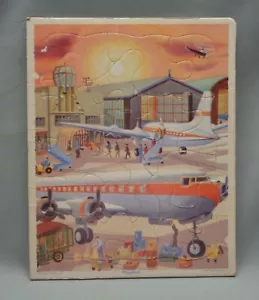 Vintage Playskool & Golden Press Puzzles Set of 2 - c1960s - Mailman & Airport - Picture 1 of 8