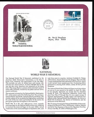 #3862 37c - National World War II Memorial -  PCS FDC w/ Info Page - Image 1 of 2